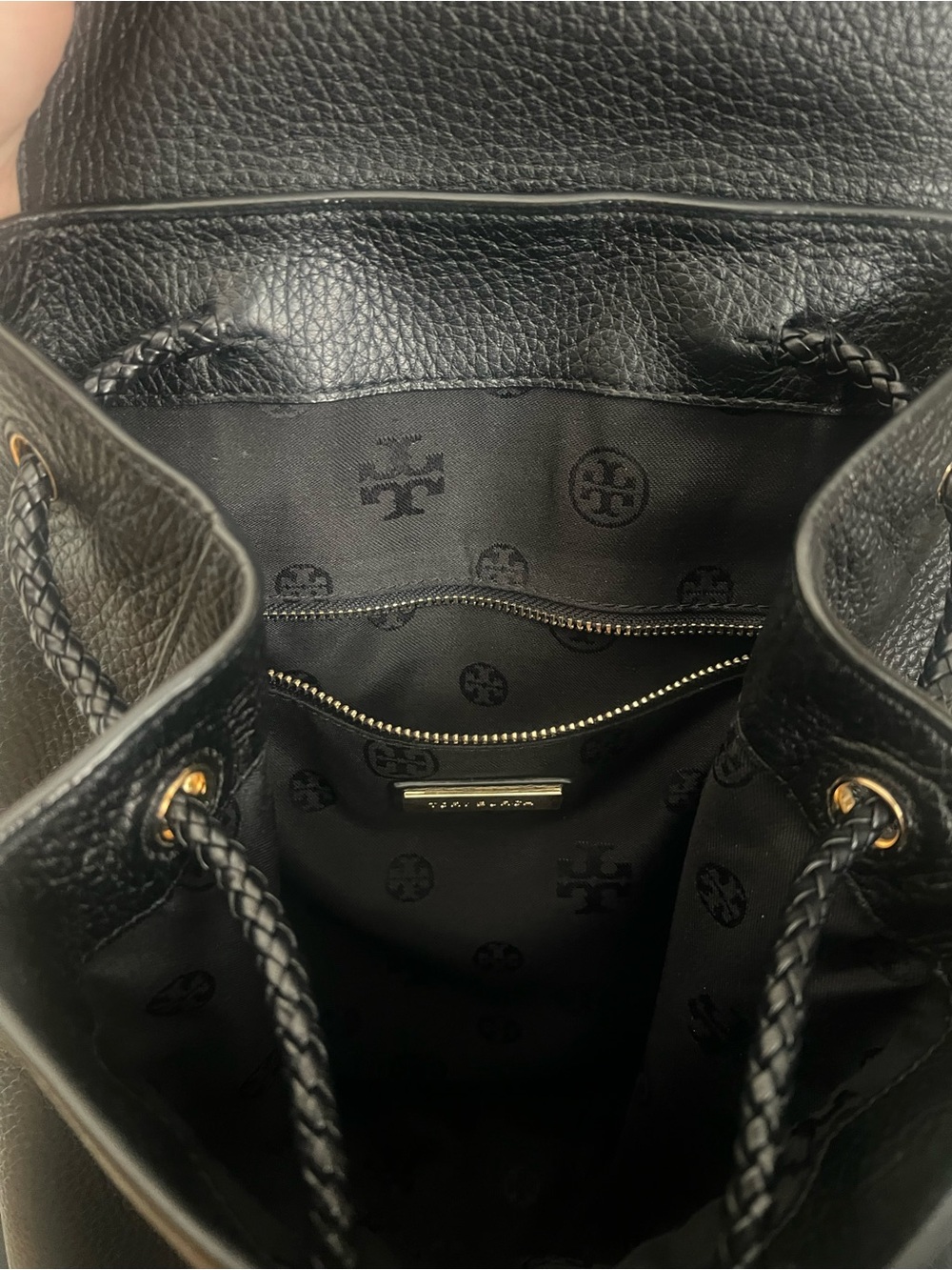 Tory Burch Black Pebbled Tassel Mini Backpack - Picture 3 of 8